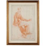 European school, 19th centuryA seated male figure Sanguine on paper (faults)38x24 cm