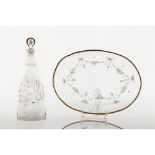 A bottle and tray"La Granja " glass Engraved and gilt with floral decoration Spain, 18th / 19th