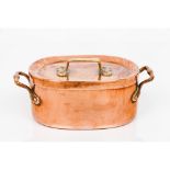 A group of five piecesA cooking pot, a cooking pot and lid and three lid Copper, pewter lined