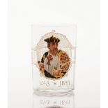 A "Vasco da Gama" commemorative drinking glassMoulded glass of gilt decoration Oval medallion with