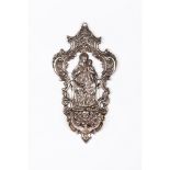 A Holy water fontSilvered metal Reliefs decoration with The Madonna of Mount Carmel with The Child