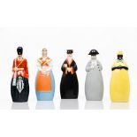 A set of five bottlesCermaics After design by "Robj" House Marked "Villeroy & Bosch" France, ca.