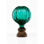 A staircase finialGreen glass Metal fitting Marked to base "B.PARIS" France, 19th centuryHeight: