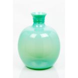 A large vaseGreen moulded glass Striated decoration to neck Marked "DAUM NANCY FRANCE"Height: 43cm