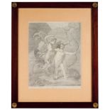 European school, 19th century"The Education of Achilles by the centaur Chiron" Charcoal on paper