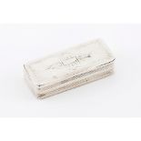 A snuff boxSilver, 19th century Striated and engraved decoration Unmarked in compliance with