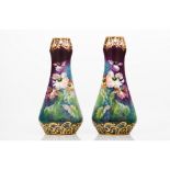 A pair of large Art Nouveau vasesCeramic Polychrome and gilt floral decoration Marked "Royal Bonn