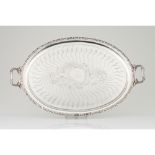 A large trayPortuguese silver Oval shaped of engraved and chiselled centre with foliage inspired