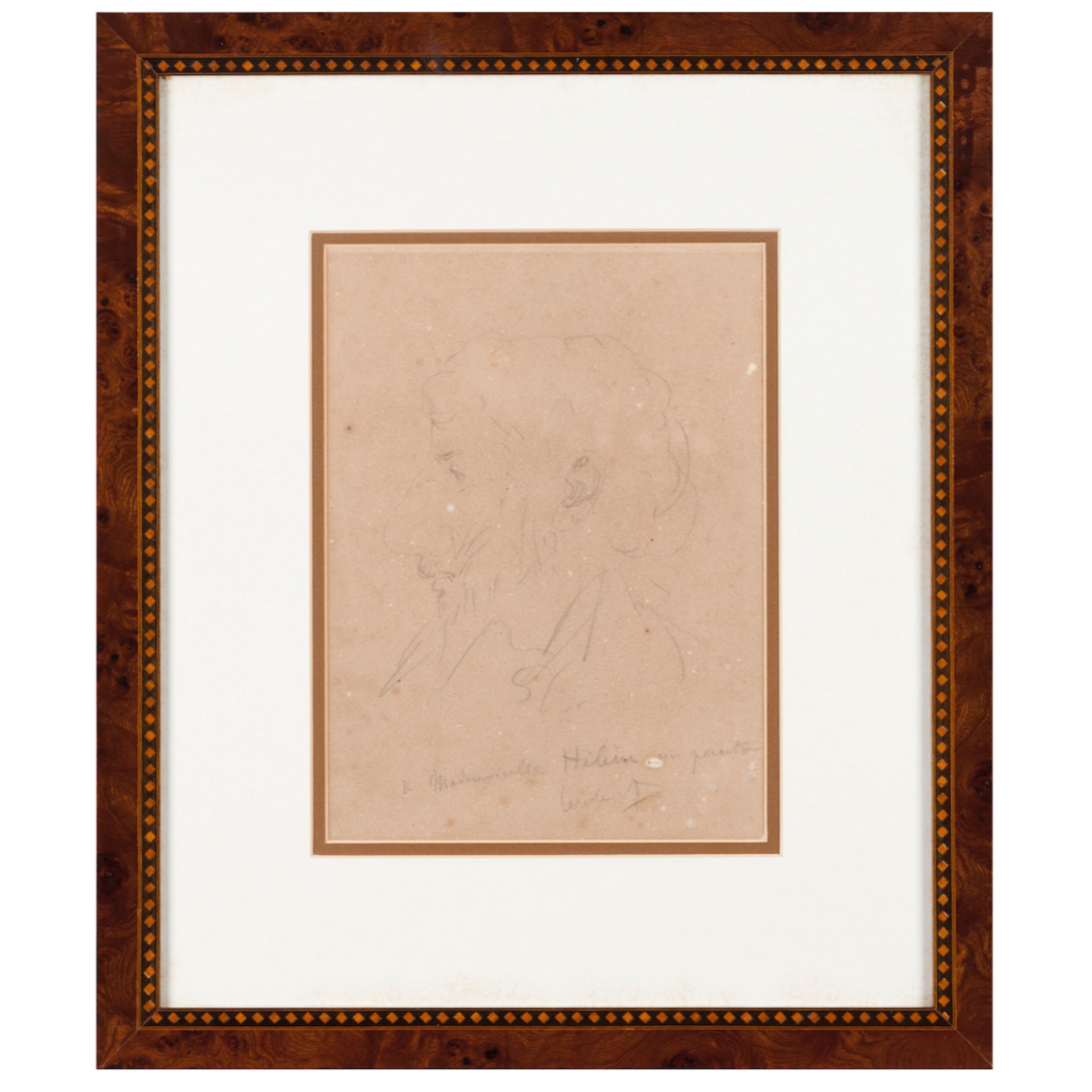 European school, 19th centuryProfile of an elderly man Chalk drawing on paper Dedicated and