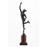 MercuryBronze sculpture Marble and bronze stand Europe, 20th century (caduceus missing) Height: 85