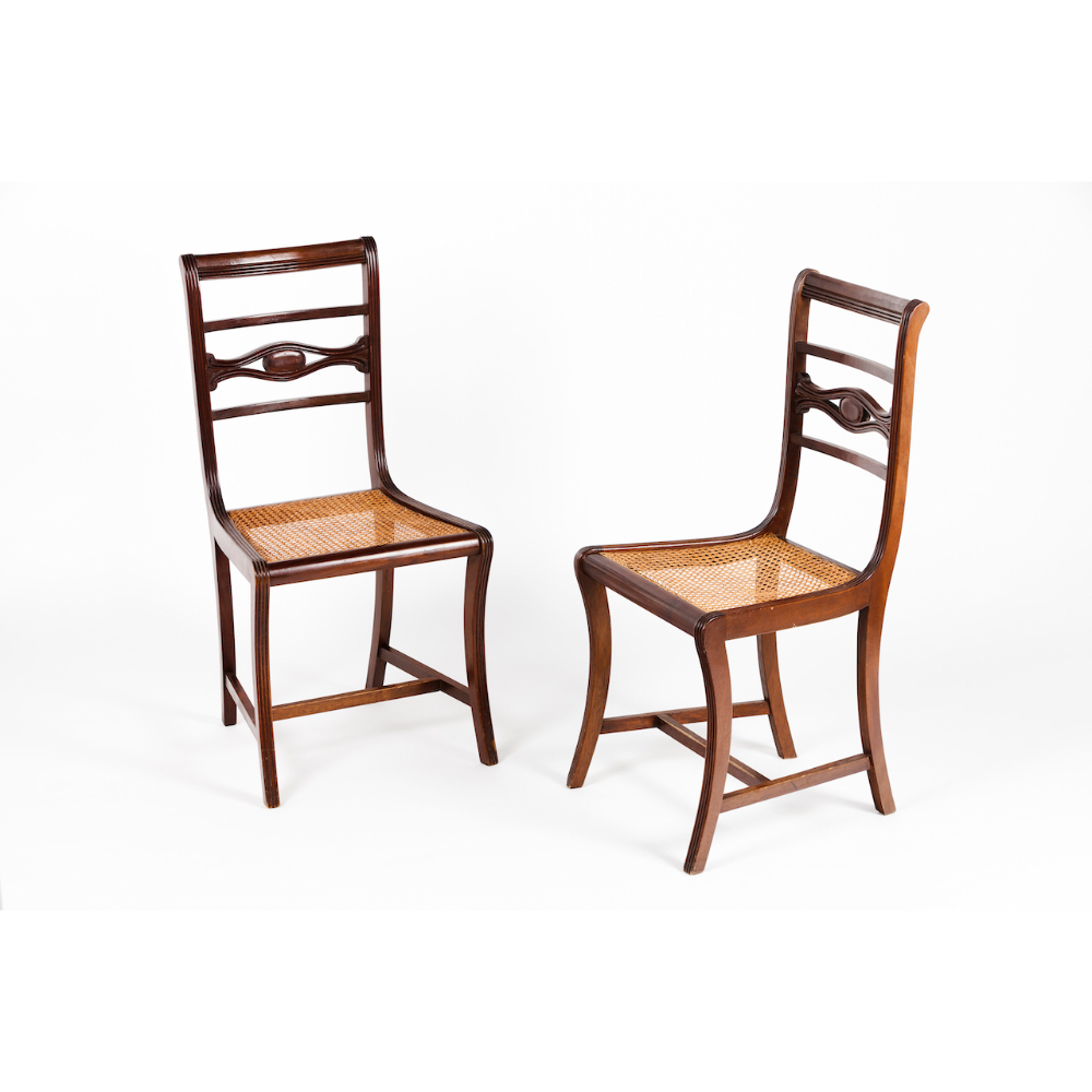 Pair of chairsMahogany and other woods Caned seats and backs Portugal, 20th century92x40x40,5cm