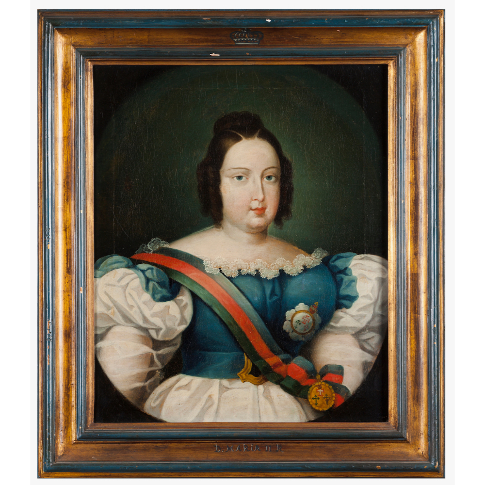 Portuguese school, 19th centuryPortrait of Queen Maria II Oil on canvas45x37,5 cm