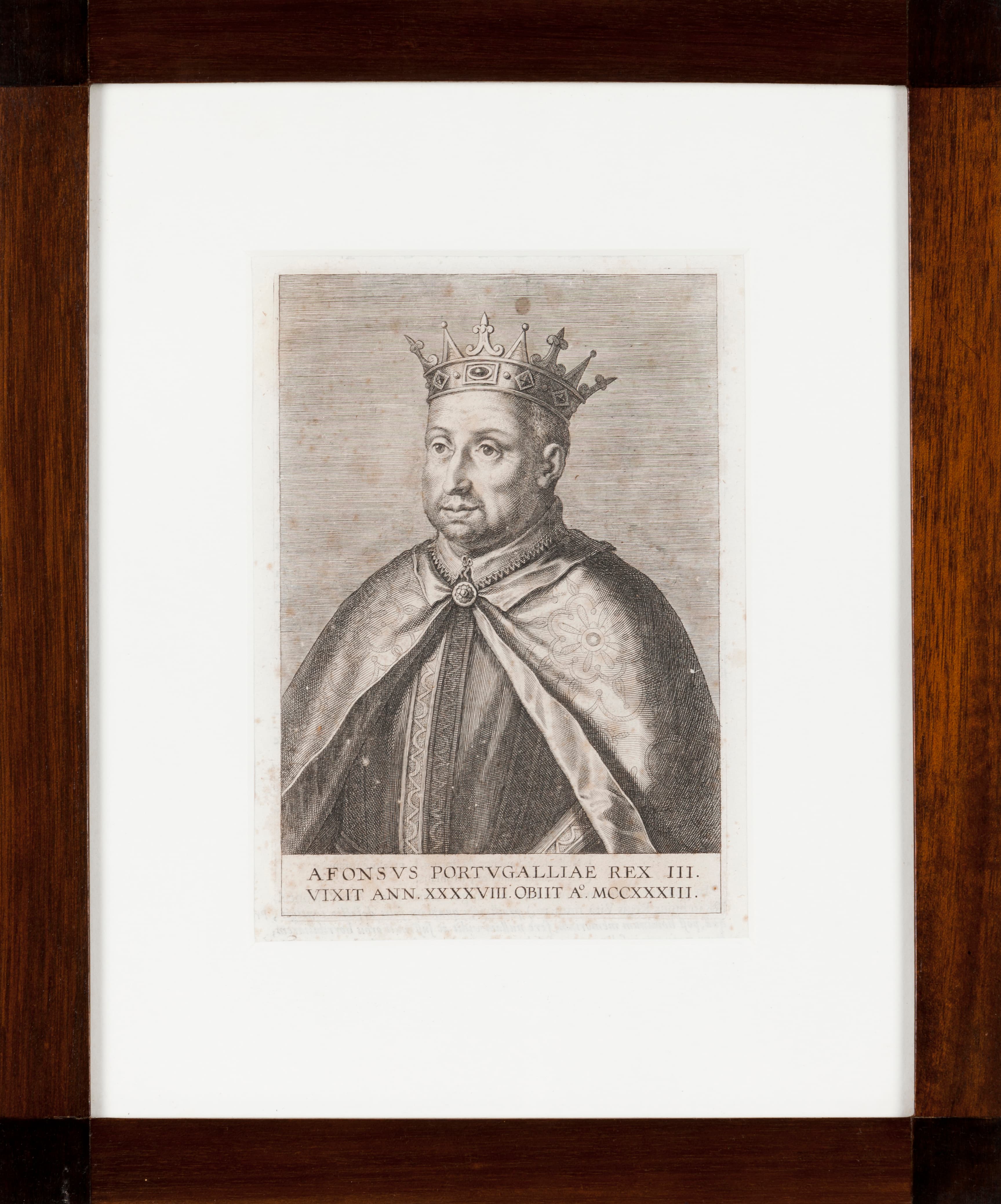 "AFONSVS PORTVGALLIAE REX III (...)"Print on paper Possibly by Joanne Caramuel Lobkowitz Ca. 1639 (