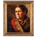 European School, 20th centuryPortrait of an elderly woman Oil on canvas Signed "Batha"(?) and