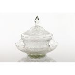 A sweet meats dish with cover and plateCut crystal of acid etched decoration with flower garlands