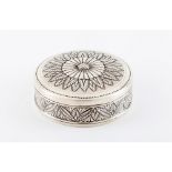 A rounded boxPortuguese silver, 19th/20th century Floral reliefs decoration Oporto hallmark Boar