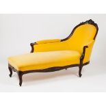 Chaise LongueMahogany Carved decoration Velvet upholstery France, 19th century (signs of wear)