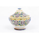A tureen and coverFaience Yellow, green, blue, orange and manganese floral decoration Portugal, 19th