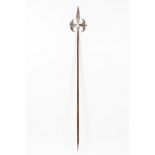 A halberd for Royal House archerBrazilian mahogany and wrought iron Engraved decoration to both