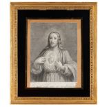 The Sacred Heart of JesusBlack ink on paper print After Pompeo Batoni (1708-1787) 18th / 19th