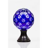 A staircase finialMirrored blue glass Metal fitting Possibly Baccarat or Saint Louis France, 19th
