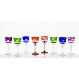 A set of 8 large coloured hunting glasses