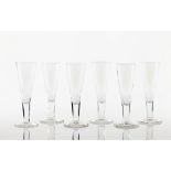 A set of 6 cut crystal champagne flutes