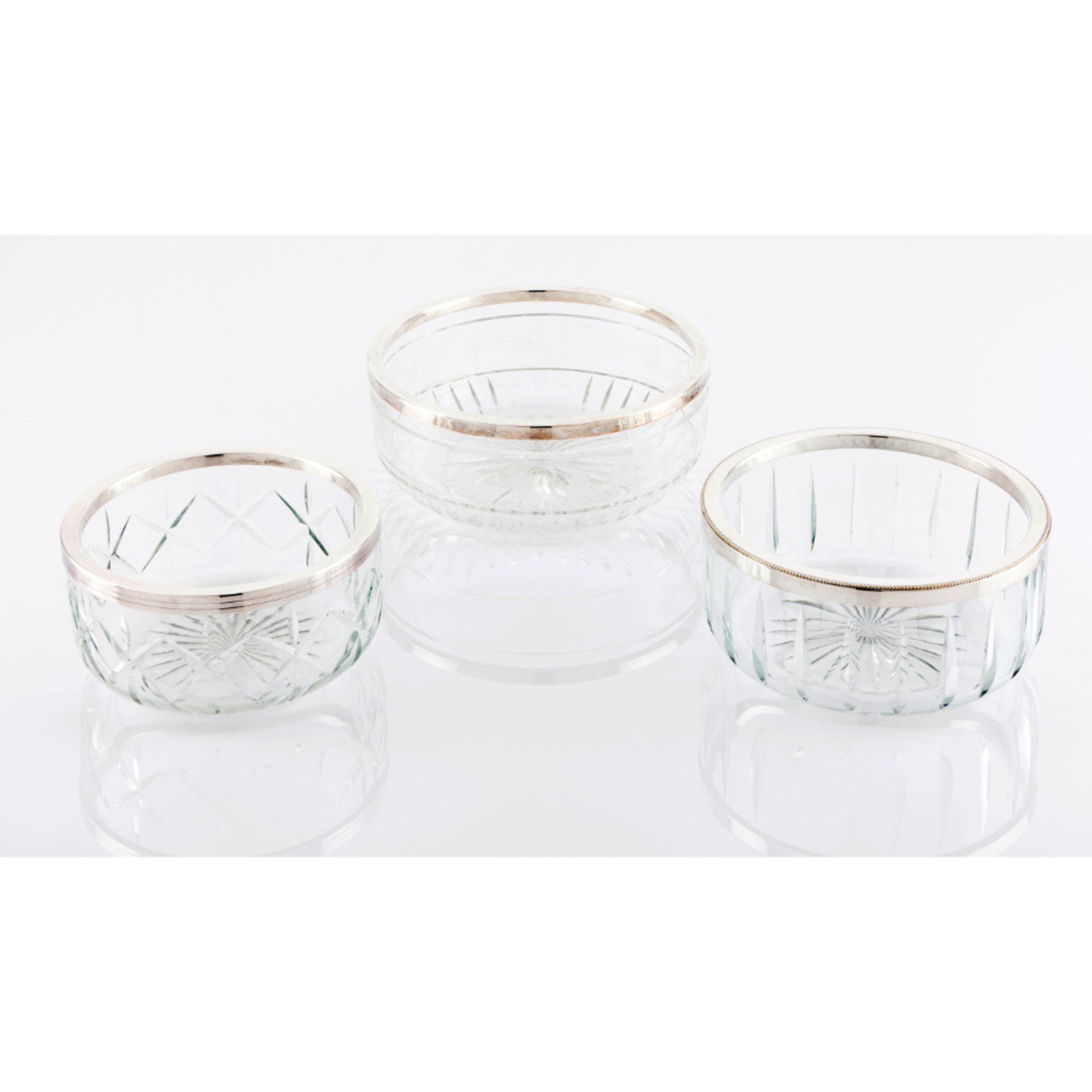 A group of 3 cut crystal dishes