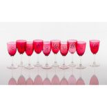 A set of 10 pink drinking glasses