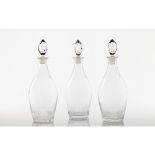 A set of 3 Louis XVIII decanters