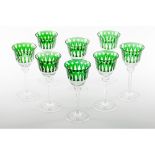 A set of 8 green drinking glasses