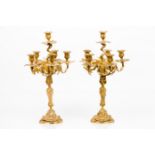 A pair of six branch Louis XV candelabra