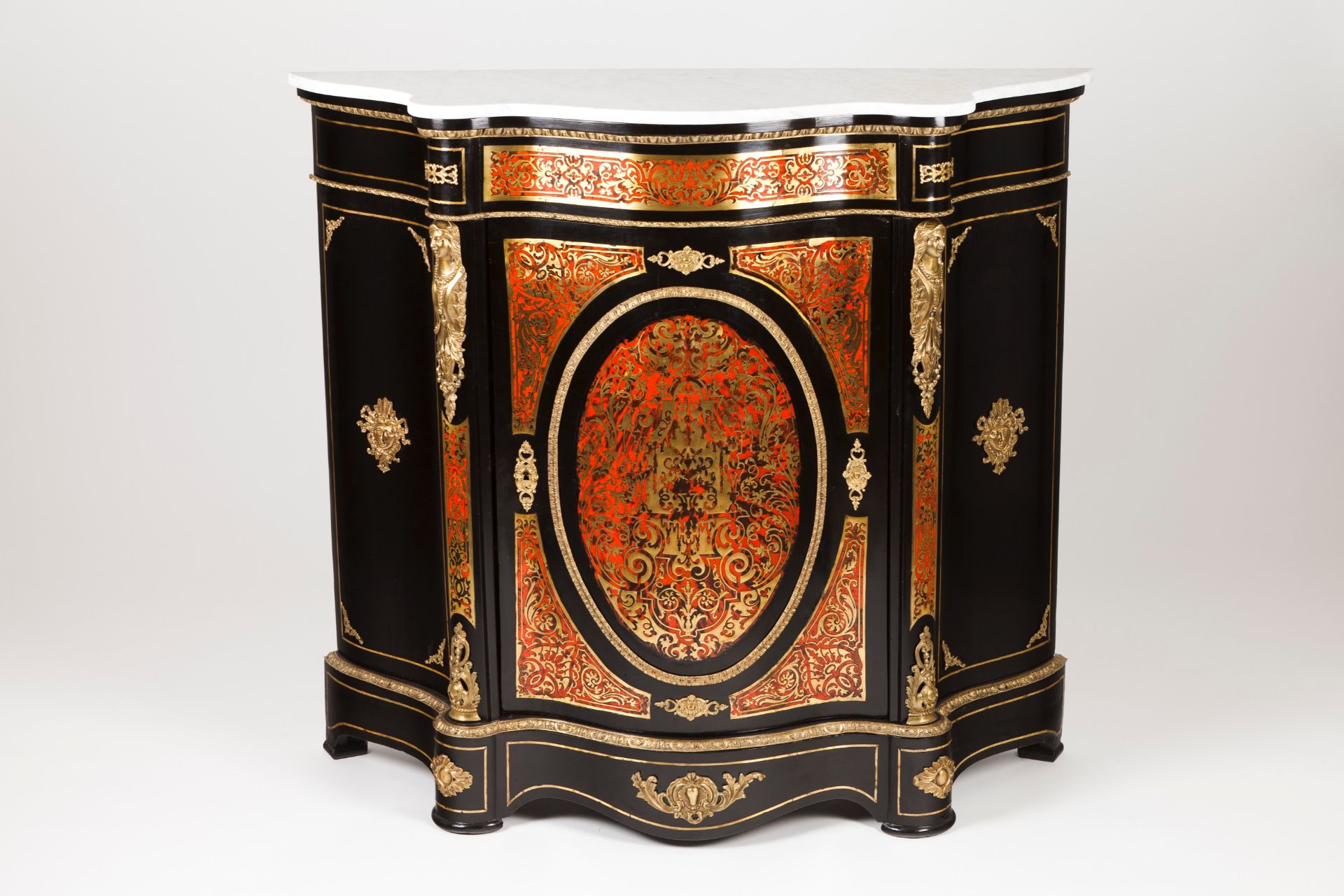 A low Boulle style cupboard