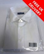 White Solid Dress Shirt, Point Collar, French Cuff