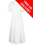 Self-Portrait Broderie Midi Dress, White, Size 12