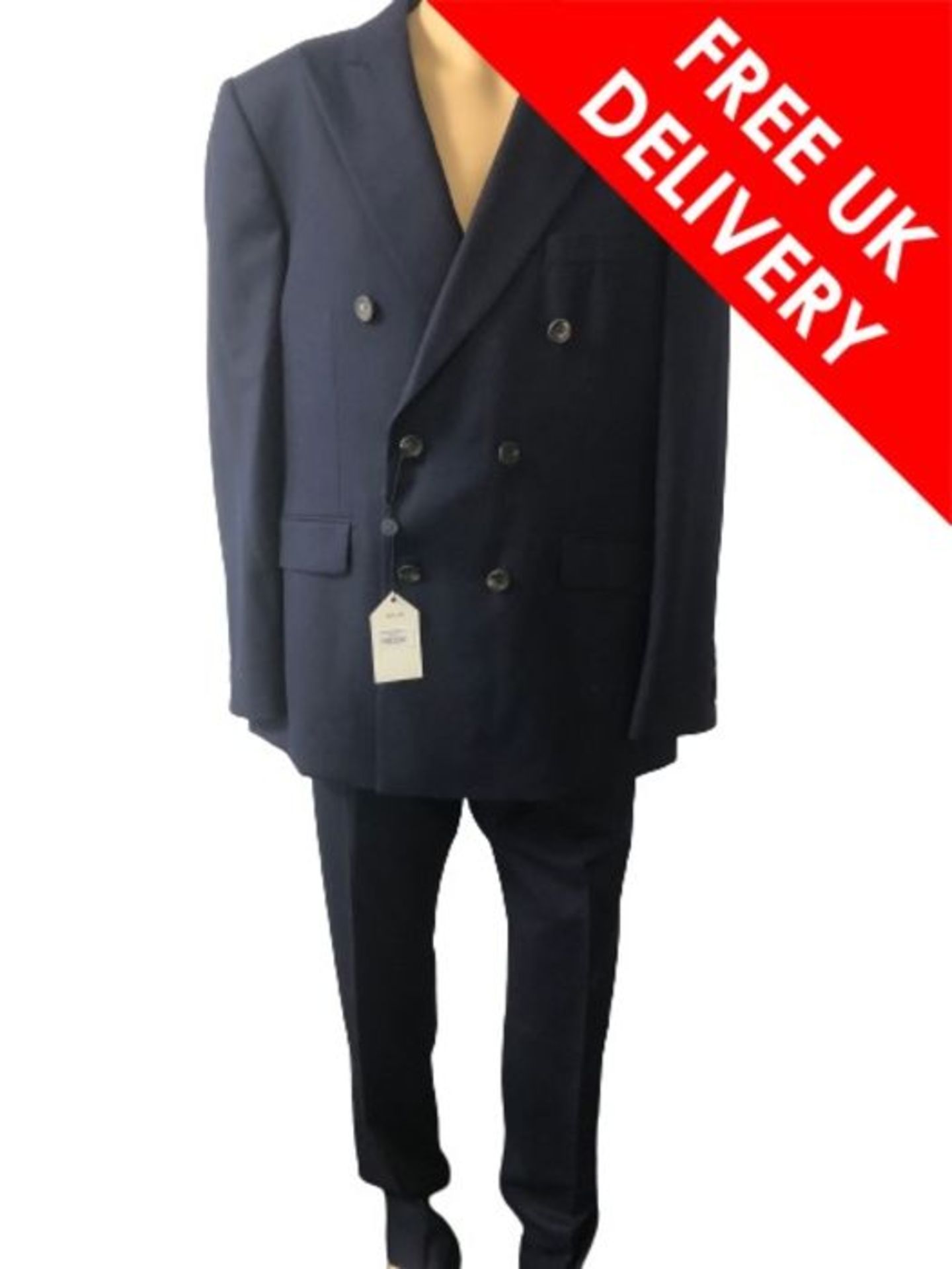 Hackett London SR Plain Flanel Suit, Navy, Size 44