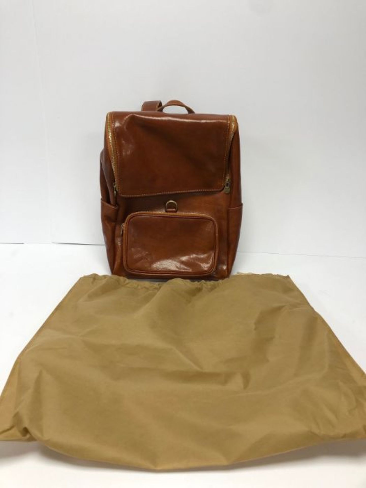 Vera Pelle Brown Leather Back Pack - Image 2 of 3