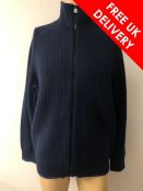 Hugo Boss wool-blend jacket with stand collar, Navy, Size L