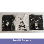 Three Under Armour T2G Men's Golf Polo Shirt, 1x White, 2x Black, Size M