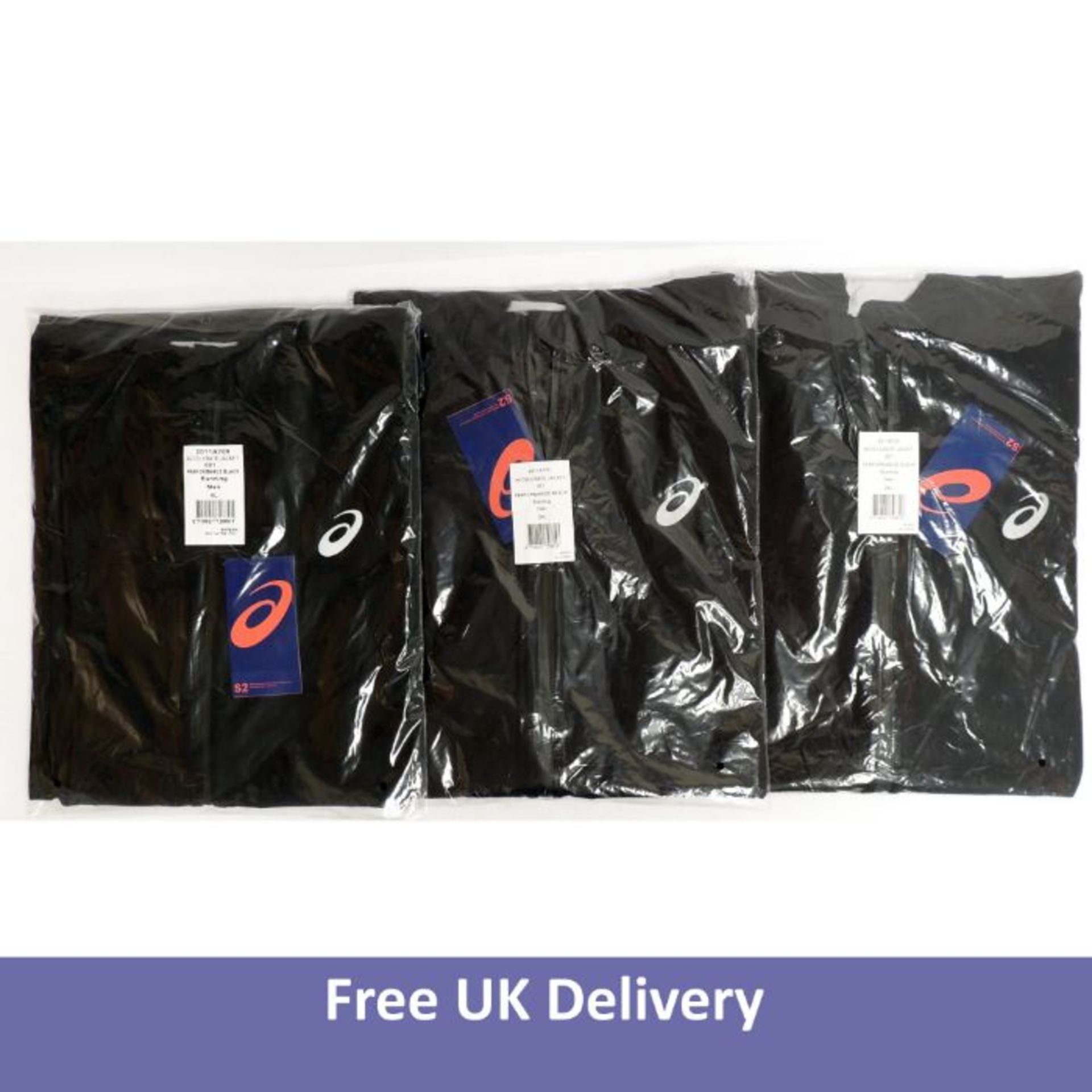 Three Asics Men's Accelerate Jackets, Black, Size 2XL