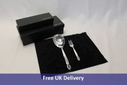 Georg Jensen Acorn Serving Spoon, Medium, and Acorn Pastry Fork, Silver, RRP £670