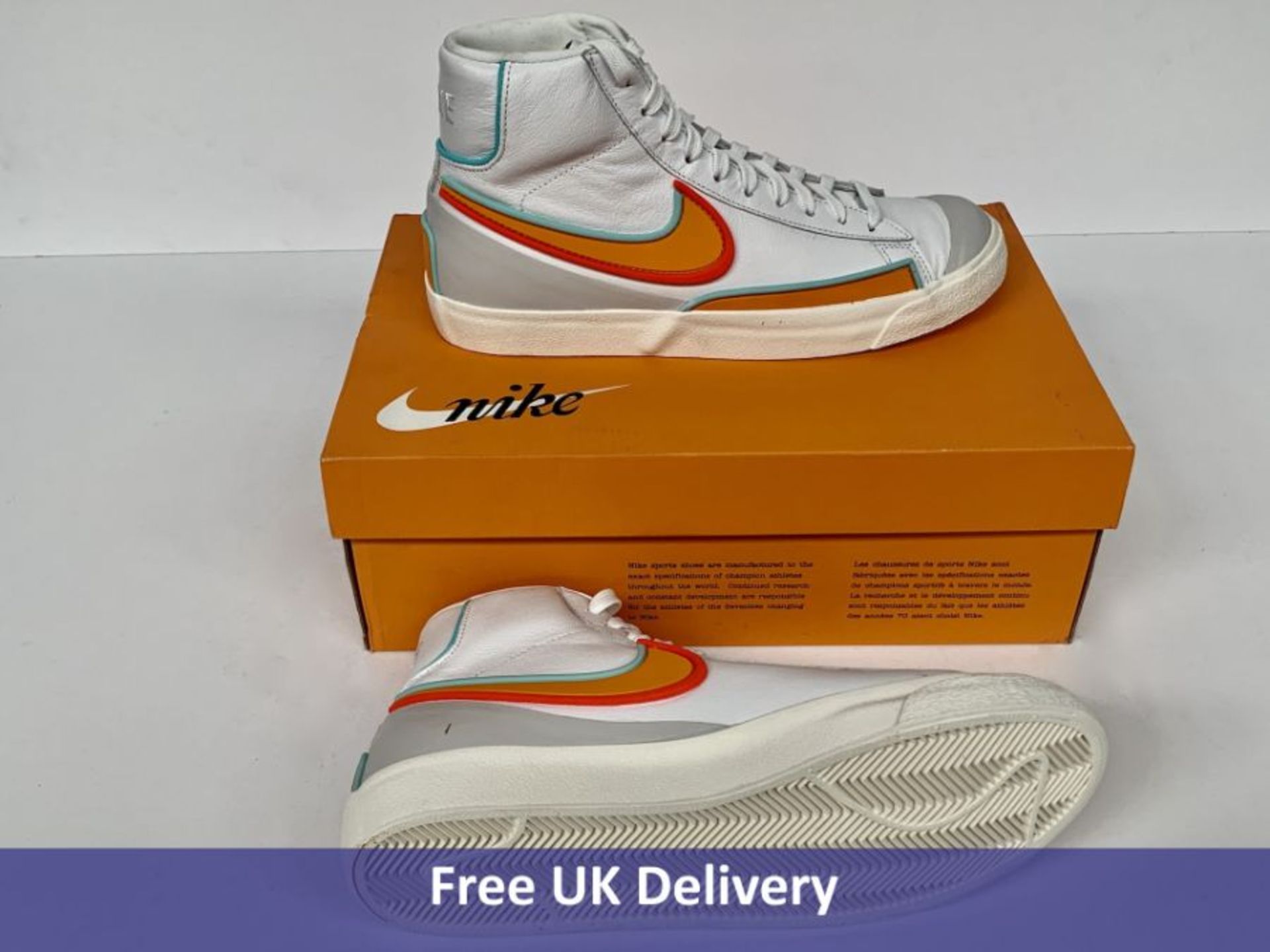 Nike Blazer Mid 77 Infinite Trainers, White, Orange & Green, Unisex, UK 7.5