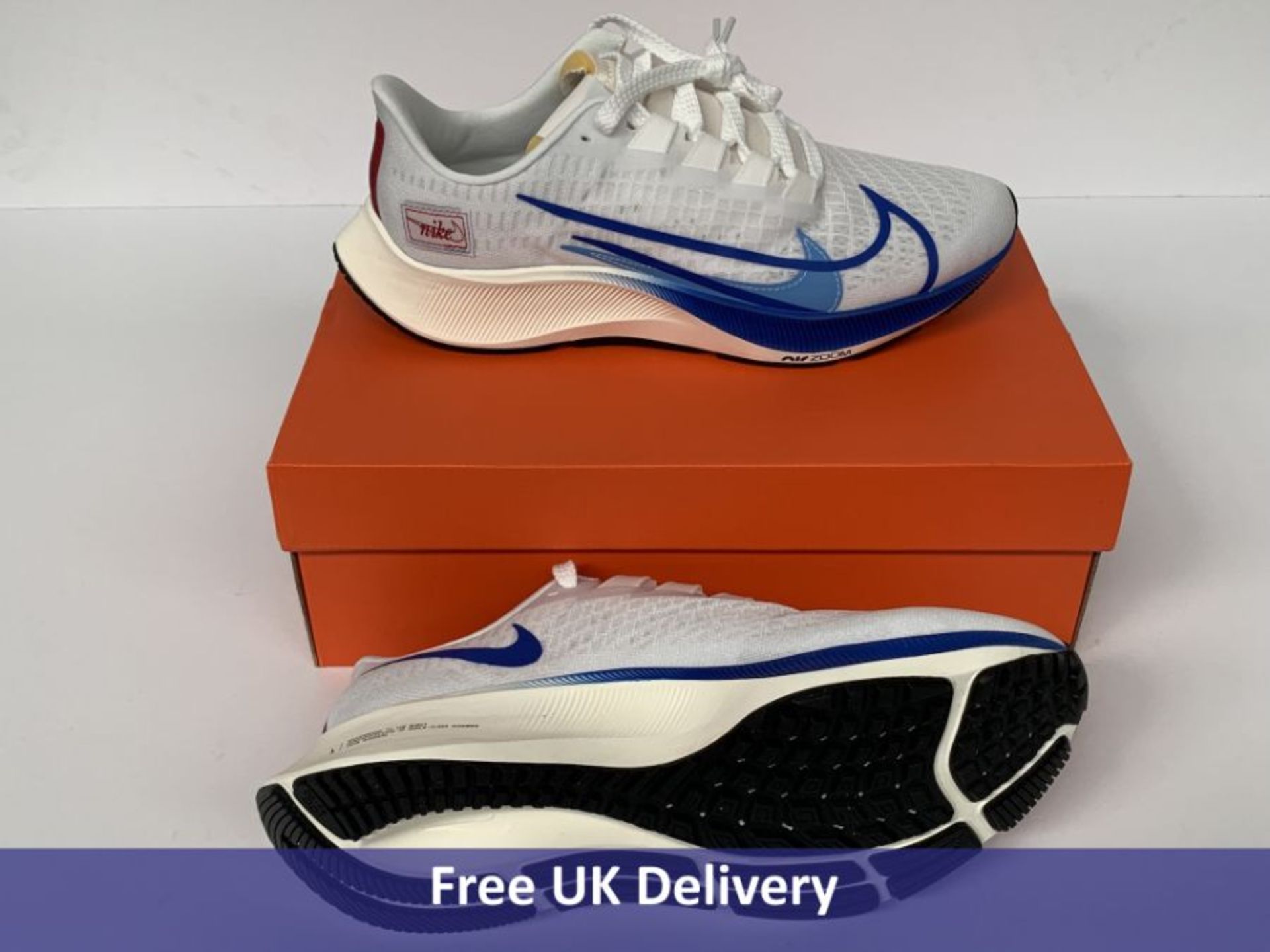 Nike Men's Air Zoom Pegasus 37 Premium Trainers, White, Game Royal & Gym Red Sail, UK 8.5