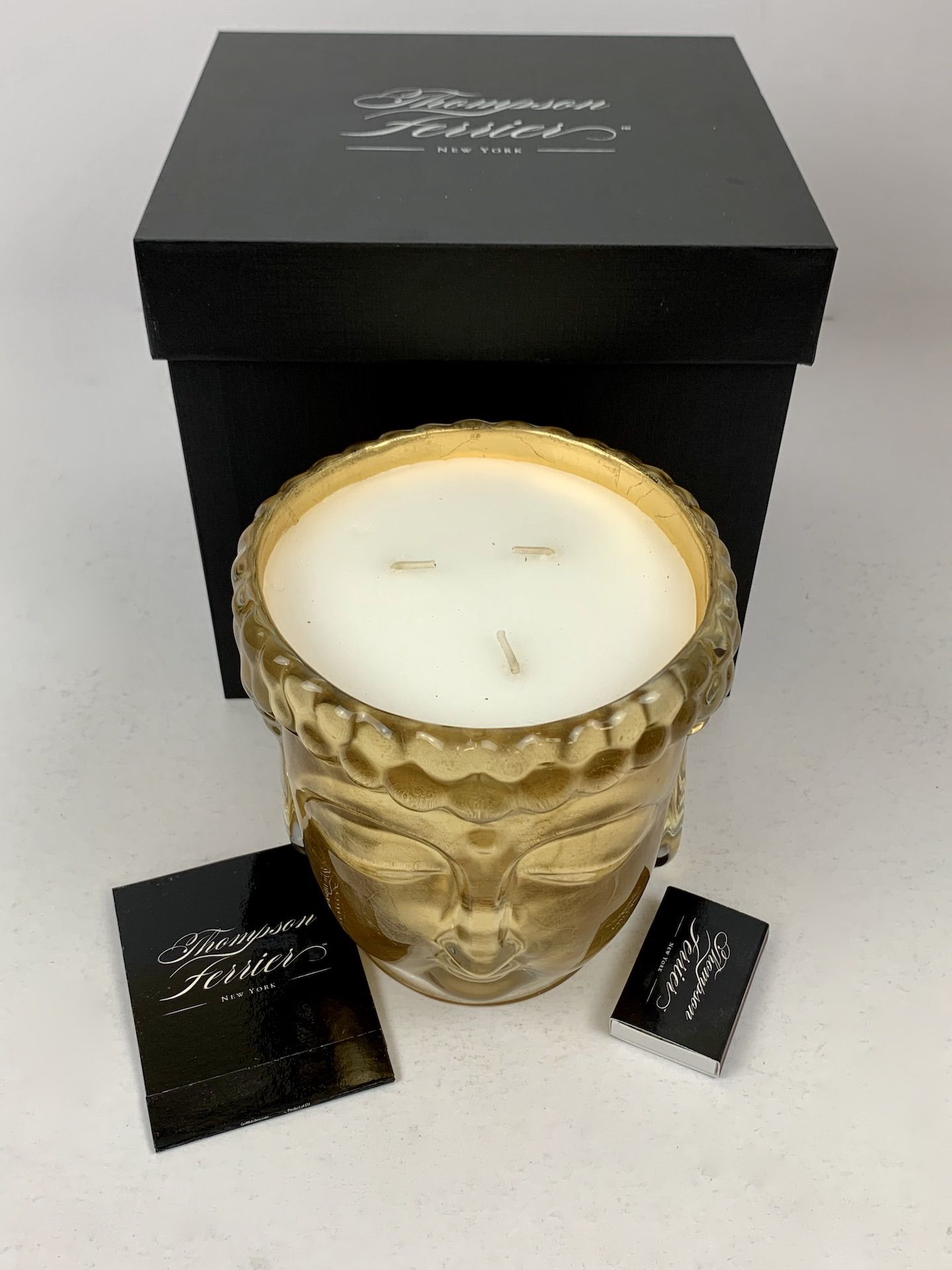Croesus Premium 3 Wick Soy Scented Buddha Candle Lined with 24K Gold