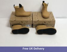 Two pairs of Liewood Infant Tobi Rain Boots, Rabbit, Mustard, UK 7