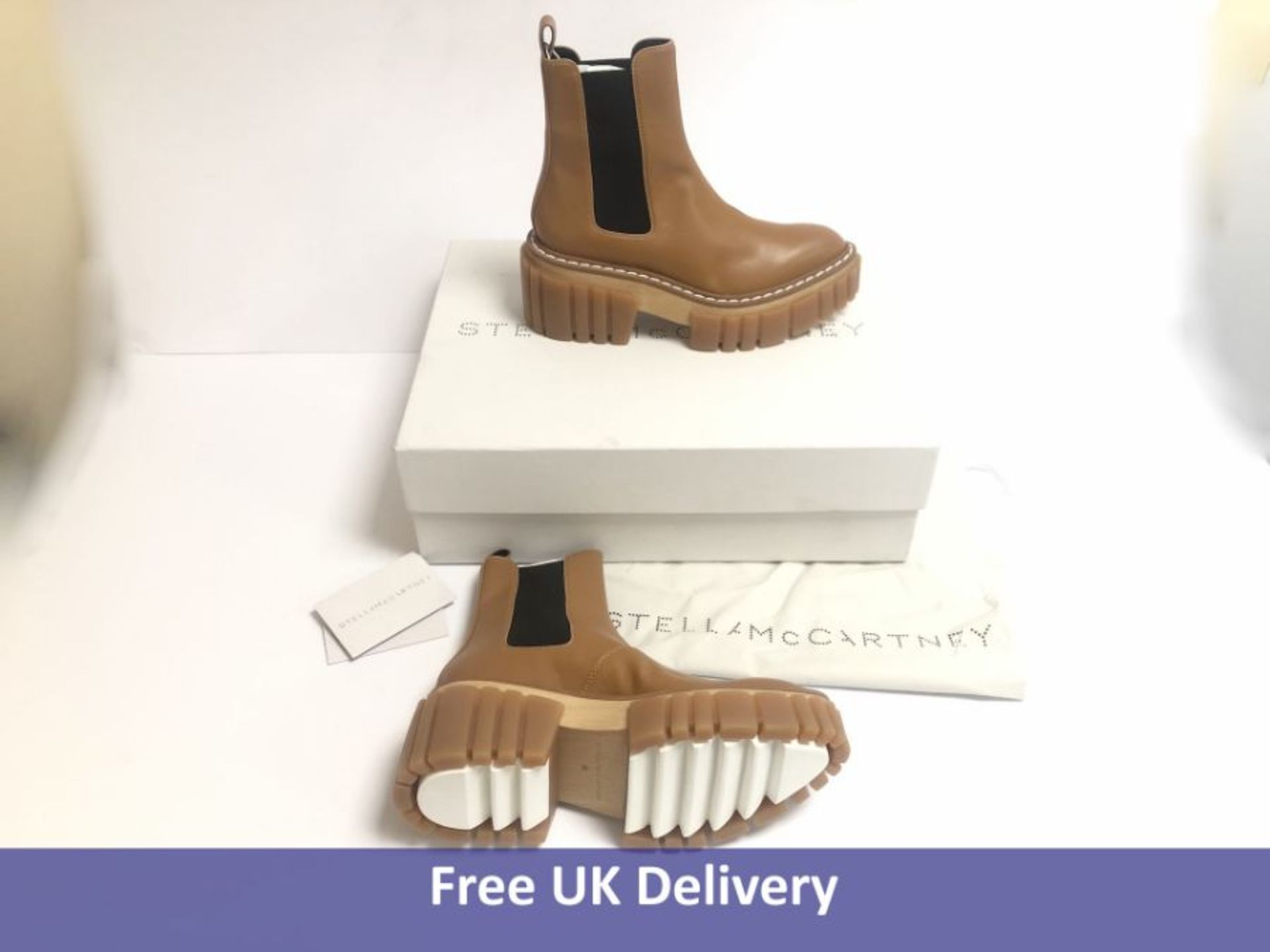Stella McCartney Sustainable Wood Emilie Boots, UK 5.5. Dirty Box