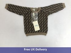 Fendi Kid's Monogram Knitted Jumper, Beige, Size 3 Months