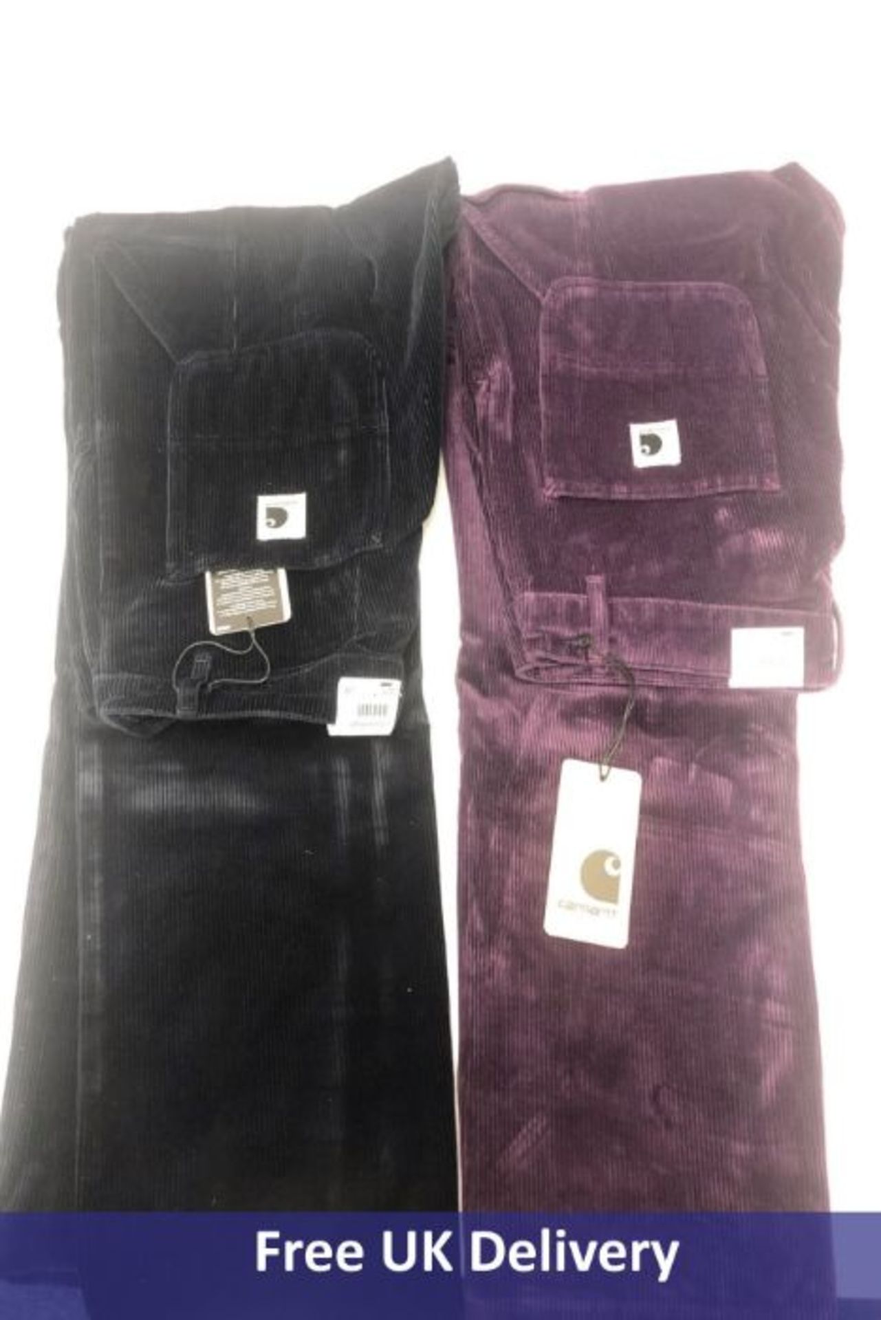 Two pairs of Carhartt Straight Pierce Pants, Navy and Purple, Waist 30