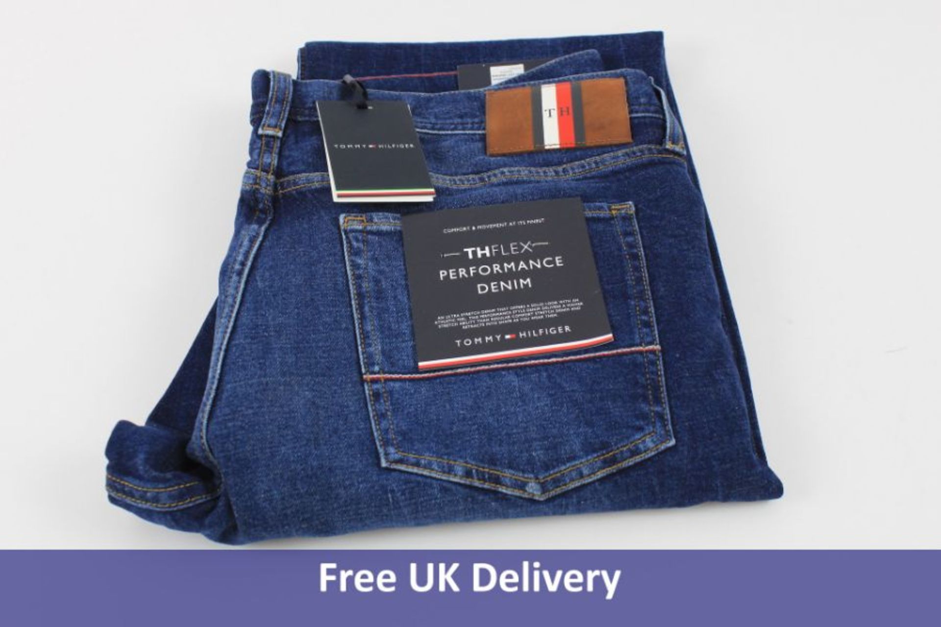 Tommy Hilfiger THFLEX Performance Denim Jeans, Crane Blue, Waist 38, Leg 34