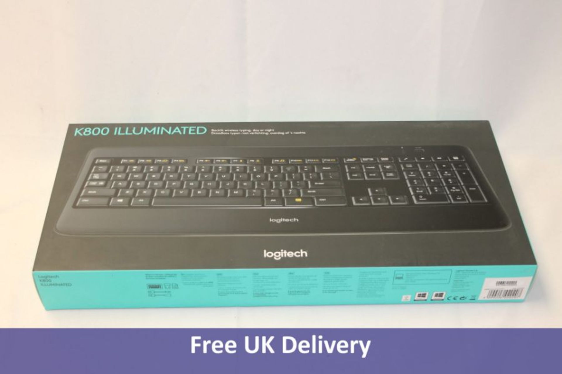 Logitech K800 Illuminated Backlit Wireless Keyboard, Black, US Layout